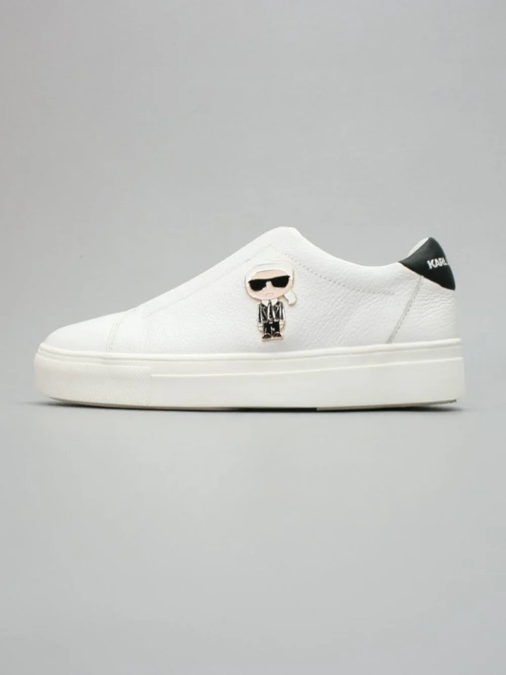 Karl Lagerfeld Paris Ladies 7.5 Ceci Slip-on Shoes White Leather Loafer Sneakers